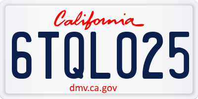 CA license plate 6TQL025