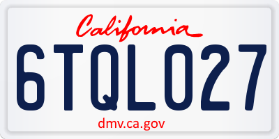 CA license plate 6TQL027