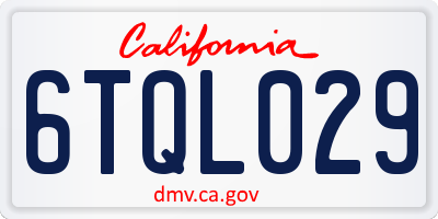 CA license plate 6TQL029
