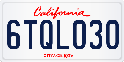 CA license plate 6TQL030