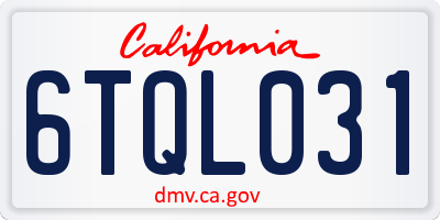 CA license plate 6TQL031