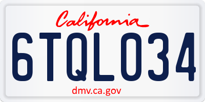 CA license plate 6TQL034