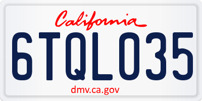 CA license plate 6TQL035