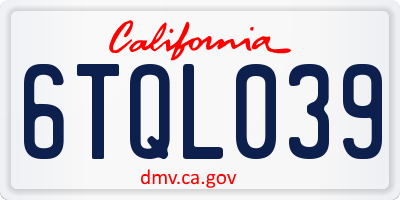 CA license plate 6TQL039