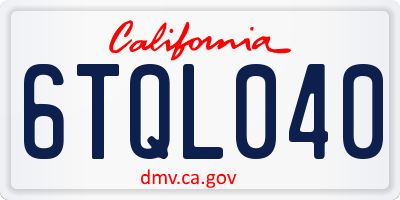 CA license plate 6TQL040