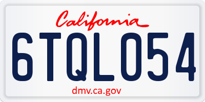 CA license plate 6TQL054