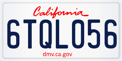 CA license plate 6TQL056