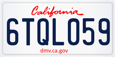 CA license plate 6TQL059