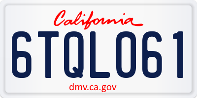 CA license plate 6TQL061