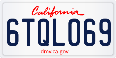 CA license plate 6TQL069