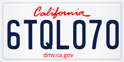 CA license plate 6TQL070