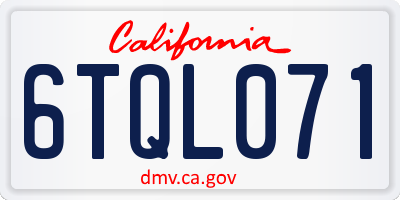 CA license plate 6TQL071