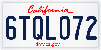 CA license plate 6TQL072