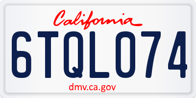 CA license plate 6TQL074