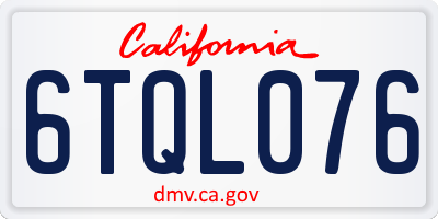 CA license plate 6TQL076