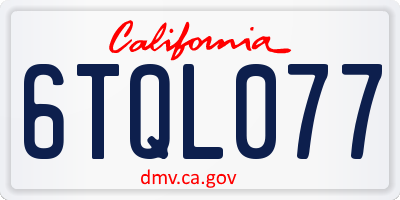 CA license plate 6TQL077