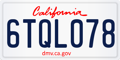 CA license plate 6TQL078