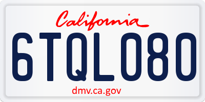 CA license plate 6TQL080