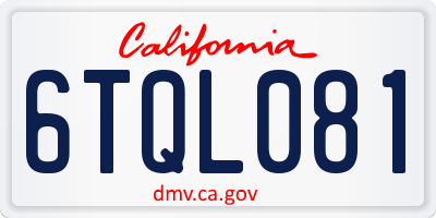 CA license plate 6TQL081