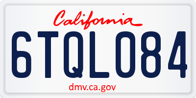 CA license plate 6TQL084