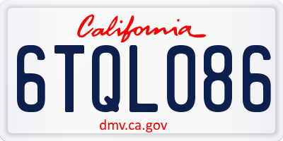 CA license plate 6TQL086