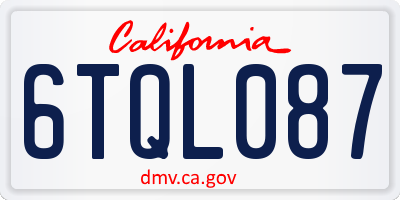 CA license plate 6TQL087