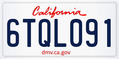 CA license plate 6TQL091