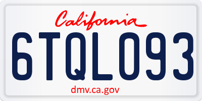 CA license plate 6TQL093