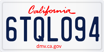 CA license plate 6TQL094