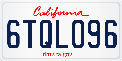 CA license plate 6TQL096