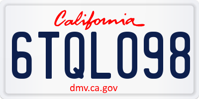 CA license plate 6TQL098