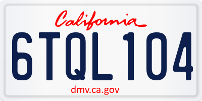 CA license plate 6TQL104