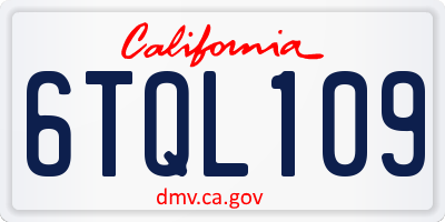 CA license plate 6TQL109