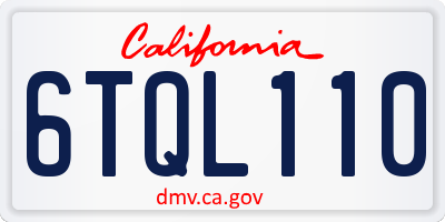 CA license plate 6TQL110