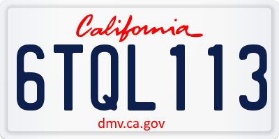 CA license plate 6TQL113