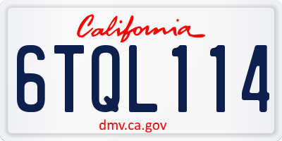 CA license plate 6TQL114