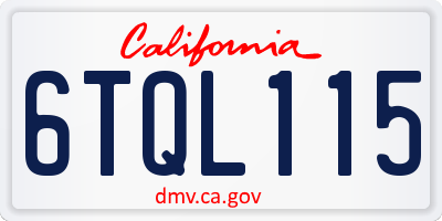 CA license plate 6TQL115