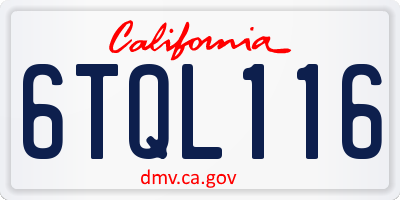 CA license plate 6TQL116