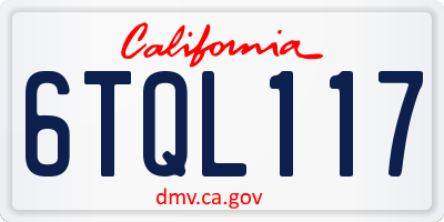 CA license plate 6TQL117