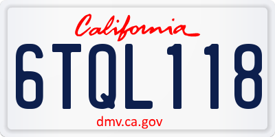 CA license plate 6TQL118