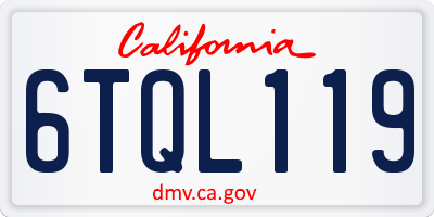 CA license plate 6TQL119