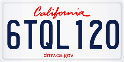 CA license plate 6TQL120