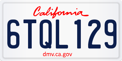 CA license plate 6TQL129