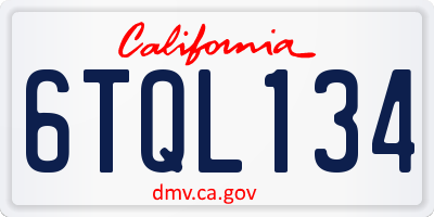 CA license plate 6TQL134