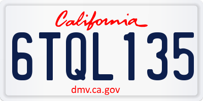 CA license plate 6TQL135