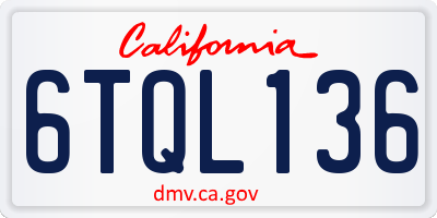 CA license plate 6TQL136