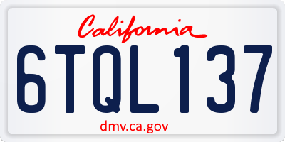 CA license plate 6TQL137