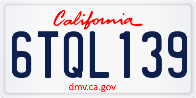 CA license plate 6TQL139