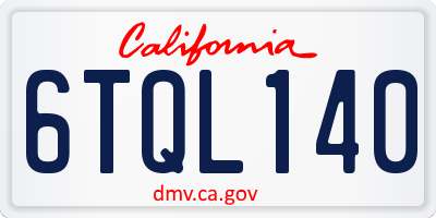 CA license plate 6TQL140