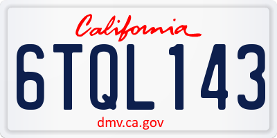 CA license plate 6TQL143